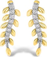 Haus of Brilliance 14K Yellow Gold 1/10 Cttw Diamond Leaf Drop Stud Earrings