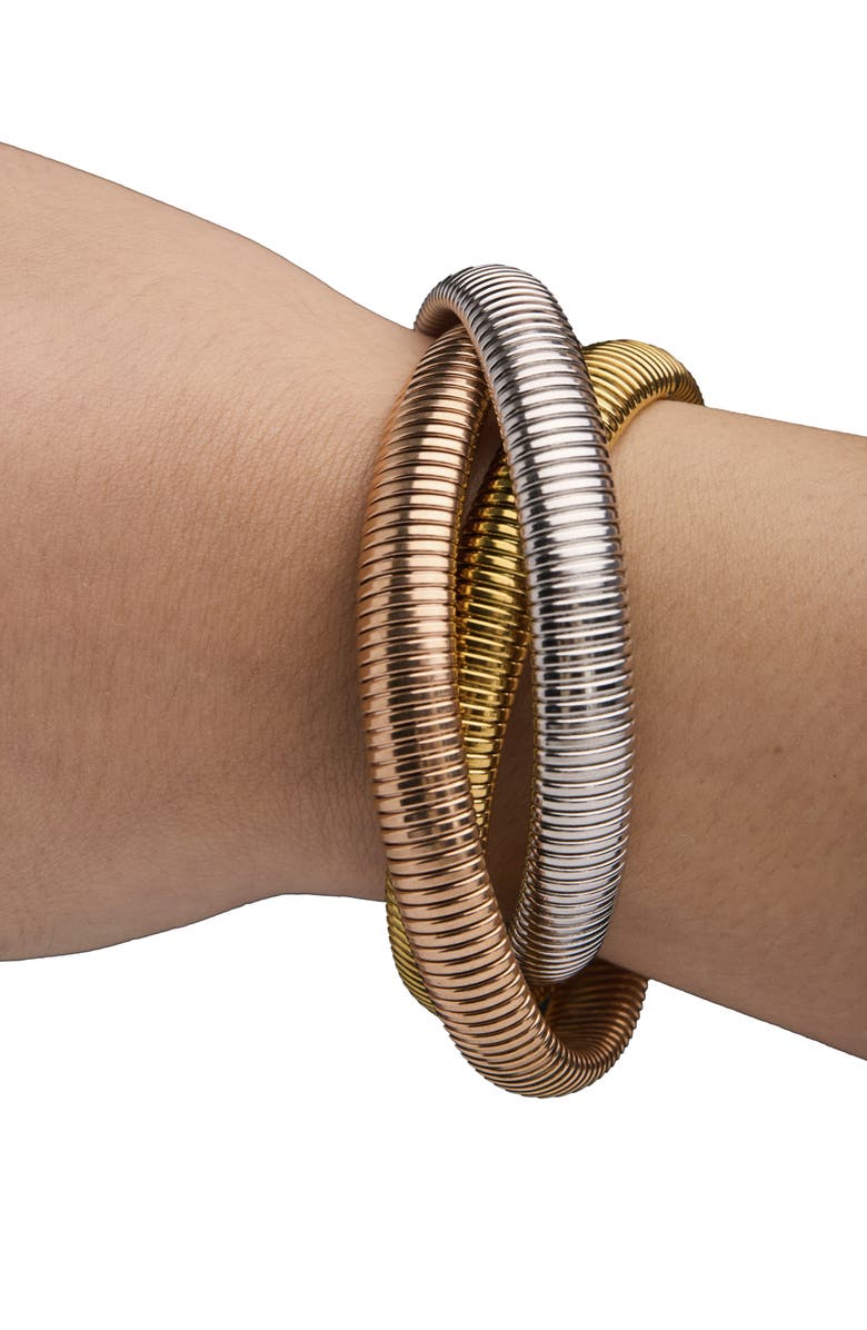 SAACHI Tri-Tone Coil Wrap Bracelet, Alternate, color, Multi