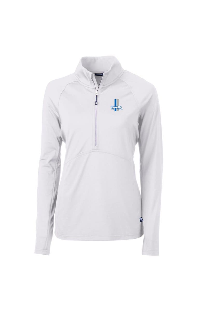 Cutter & Buck Women's Cutter & Buck White Detroit Lions Throwback Logo Adapt Eco Knit Stretch Recycled Half-Zip Pullover Top, Alternate, color, White