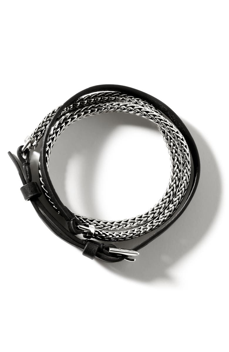 John Hardy Icon Leather & Sterling Silver Wrap Bracelet, Alternate, color, 