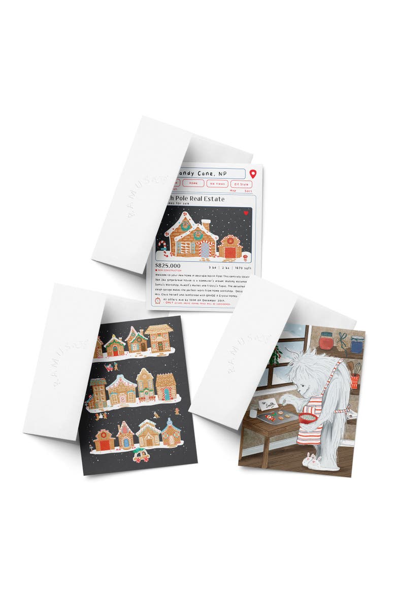 Gingerbread Town, Zillow House, Yeti Cookies Winter/Holiday/Christmas Greeting Card Pack Sets, Main, color, Multi-Pack