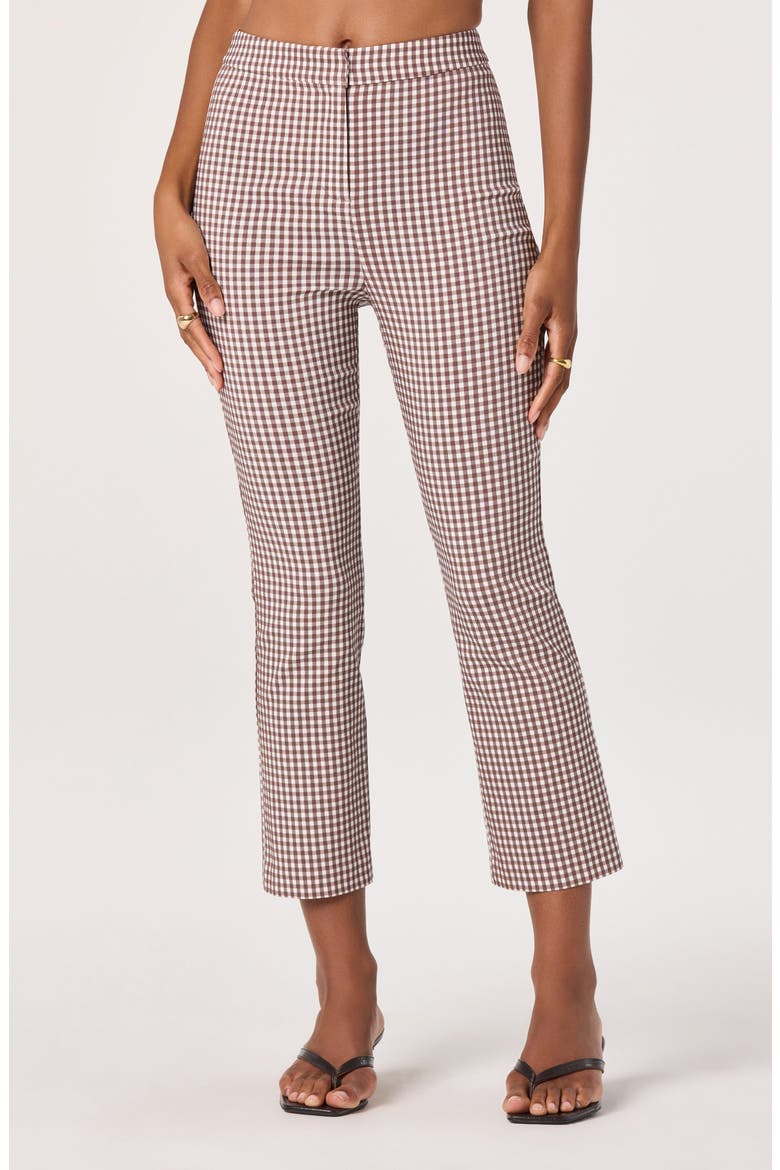 Alma Gingham Crop Pants, Main, color, BROWN GINGHAM