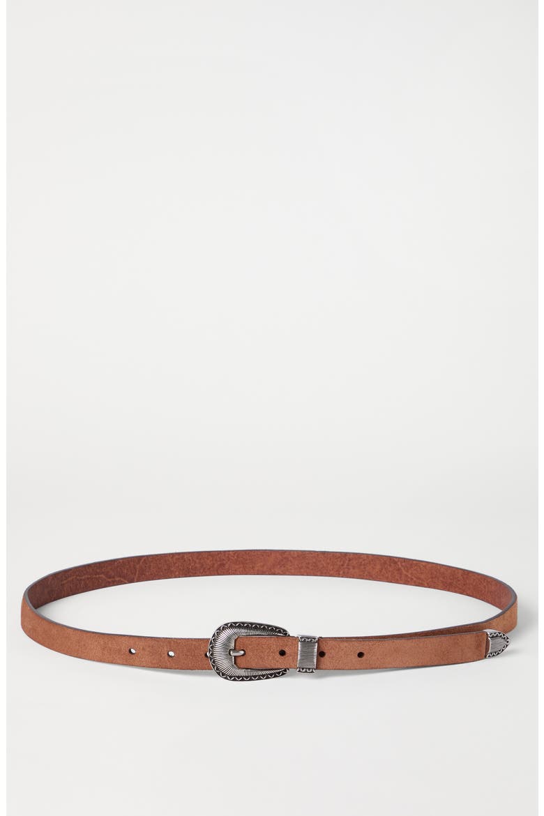 Reversed leather belt with tip, Alternate, color, Rust Brown