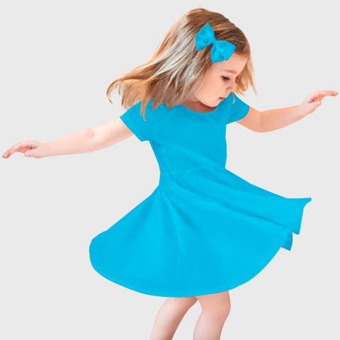 Baby Girls 100% Cotton Jersey Short SleeveTwirly Skater Dress