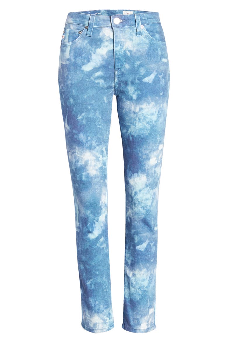 Mari High Waist Slim Straight Leg Jeans, Alternate, color, ABSTRACT TIEDYE