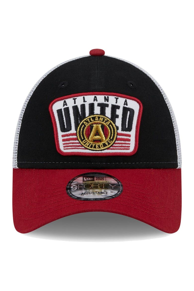 Men's New Era Black/Red Atlanta United FC Patch 9FORTY Trucker Snapback Hat, Alternate, color, Black