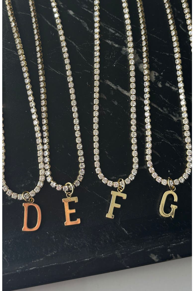 Initial Charm Tennis Necklace, Alternate, color, GOLD-G