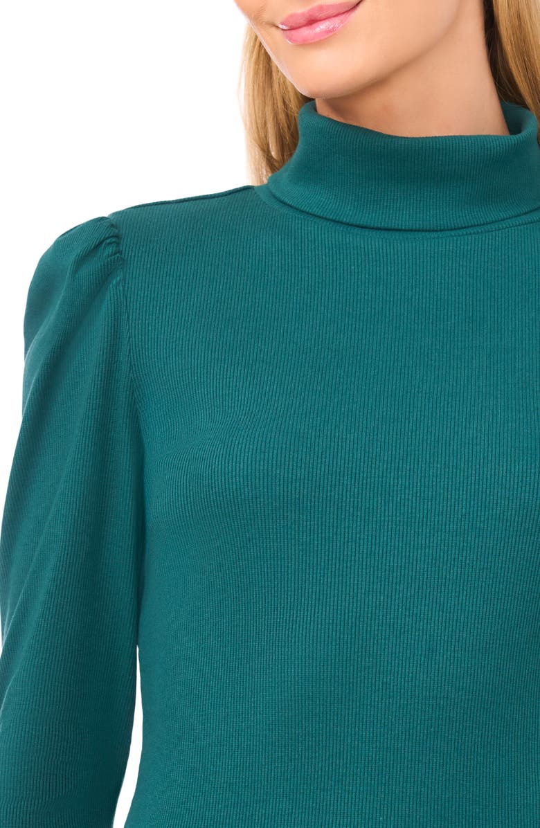 CeCe Gathered Sleeve Turtleneck Top, Alternate, color, Darkforest