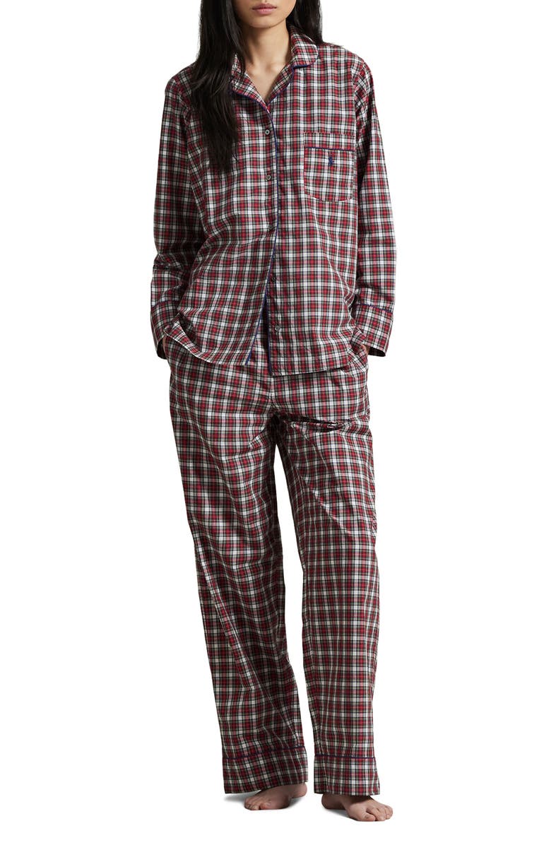 Polo Ralph Lauren Madison Plaid Cotton Pajamas, Main, color, Winter Berry Tart