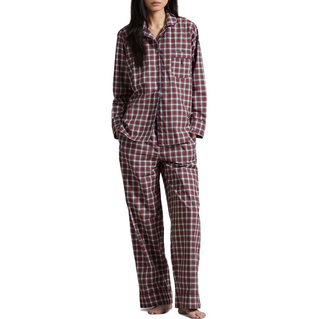 Polo Ralph Lauren Madison Plaid Cotton Pajamas In Burgundy