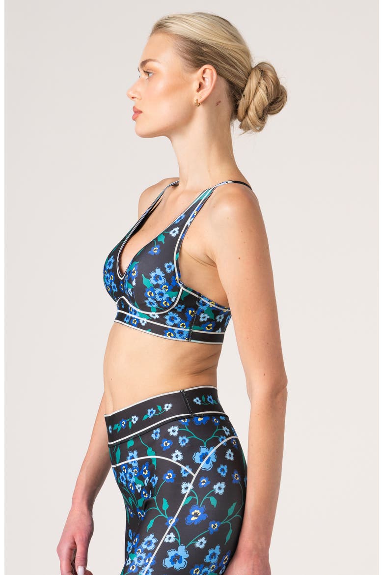 Garden Nocturne Sports Bra, Alternate, color, Black
