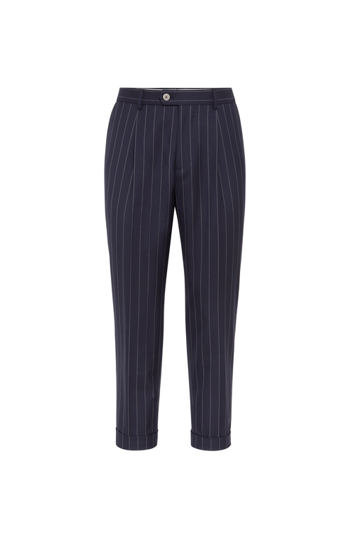 Brunello Cucinelli Linen-cotton-blend Stripe Leisure Trousers In Multi
