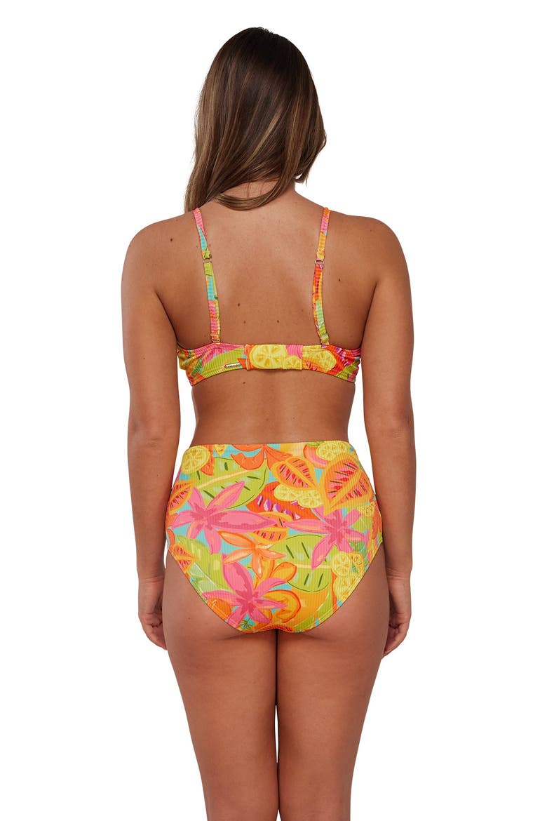 Capri High Waist Bikini Swim Bottoms, Main, color, Citrus Grove Sandbar Rib