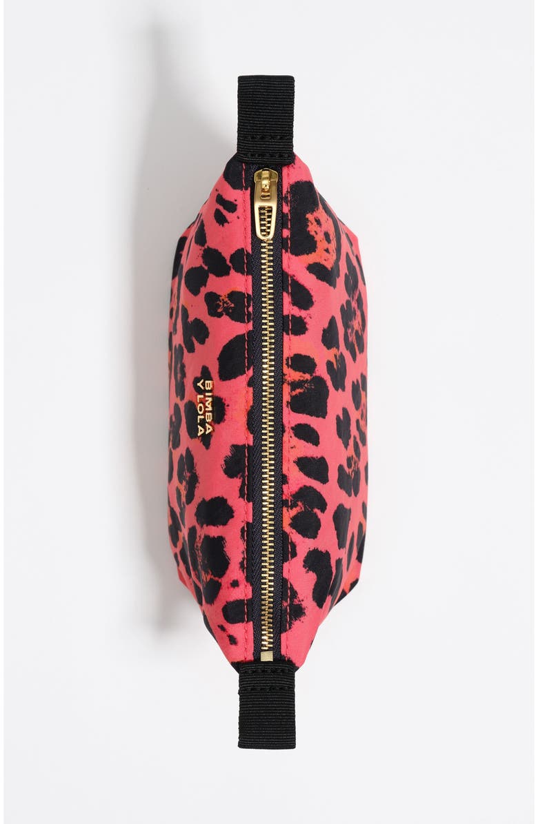 Bimba y Lola Big Electric Leopard print nylon make-up case, Alternate, color, Leopard Electric Pink