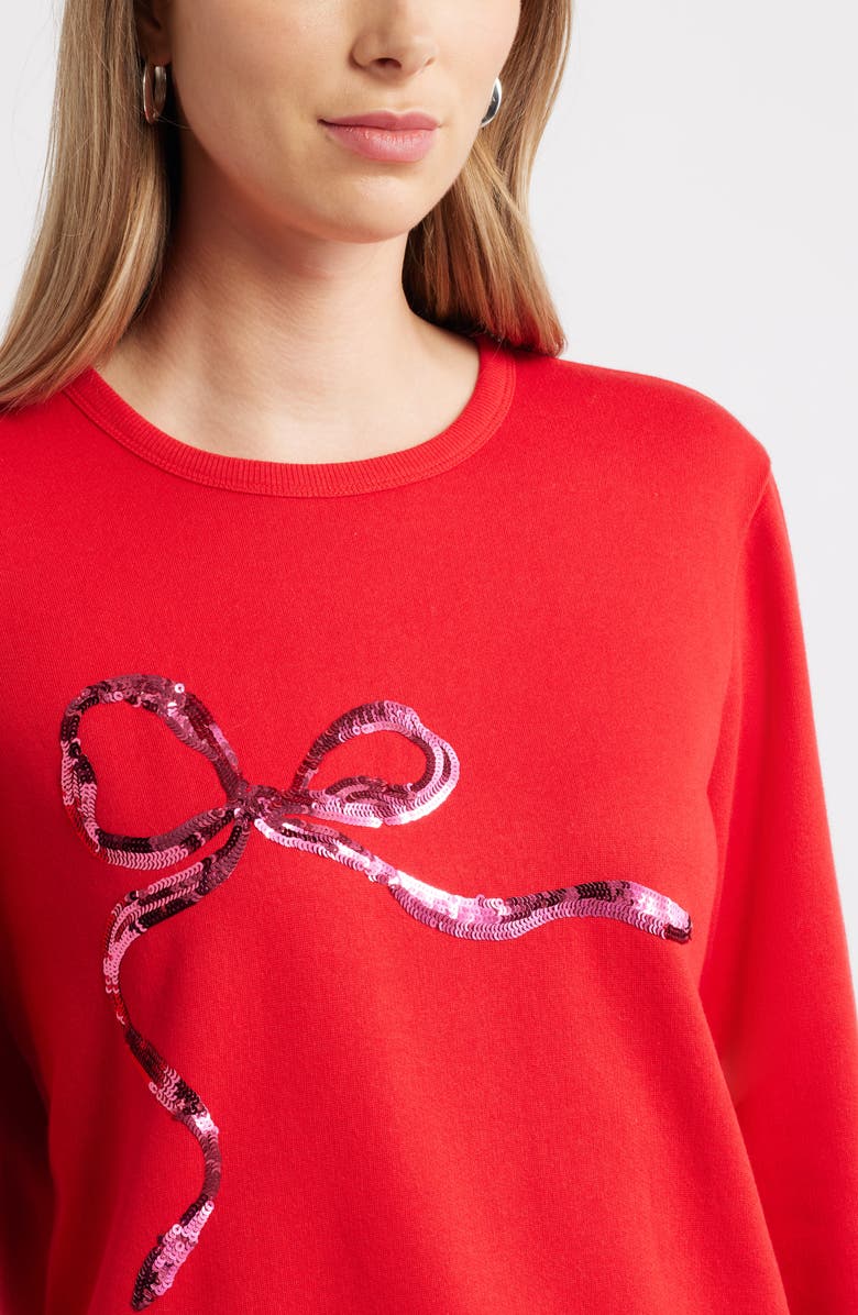 Caslon<sup>®</sup> Sequin Bow Sweatshirt, Alternate, color, Red Sequin Bow