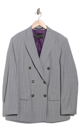 Hugo Boss Naomi X Boss Journi Double Breasted Wool Jacket In Gray