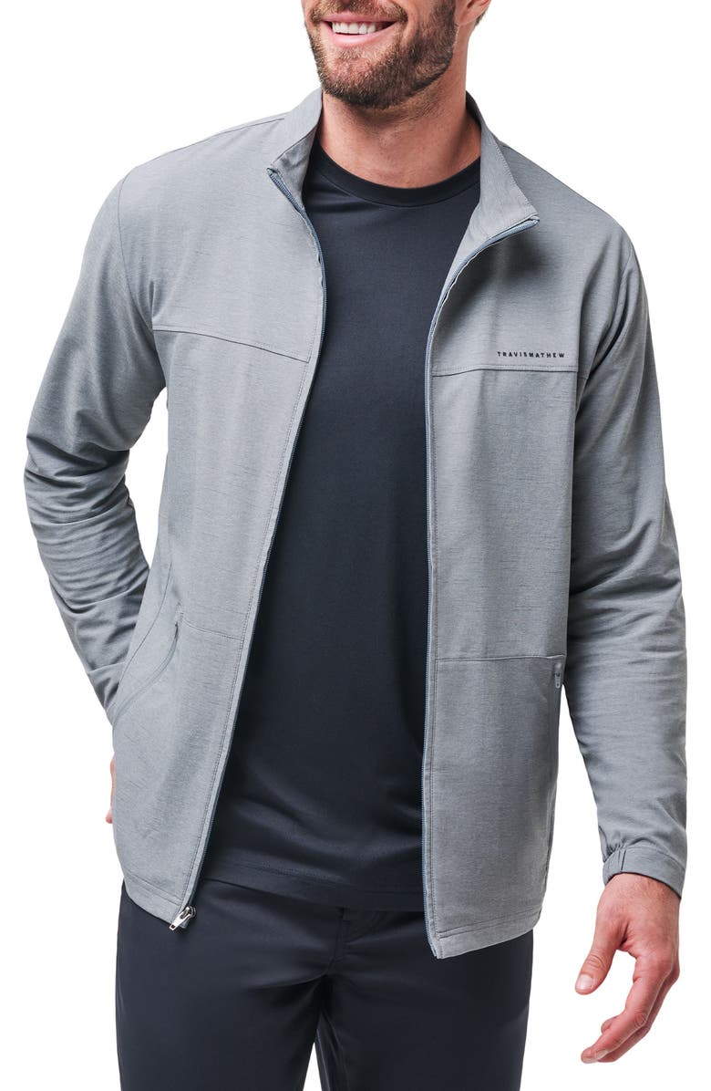 TravisMathew Valley View Zip Jacket, Main, color, Heather Grey