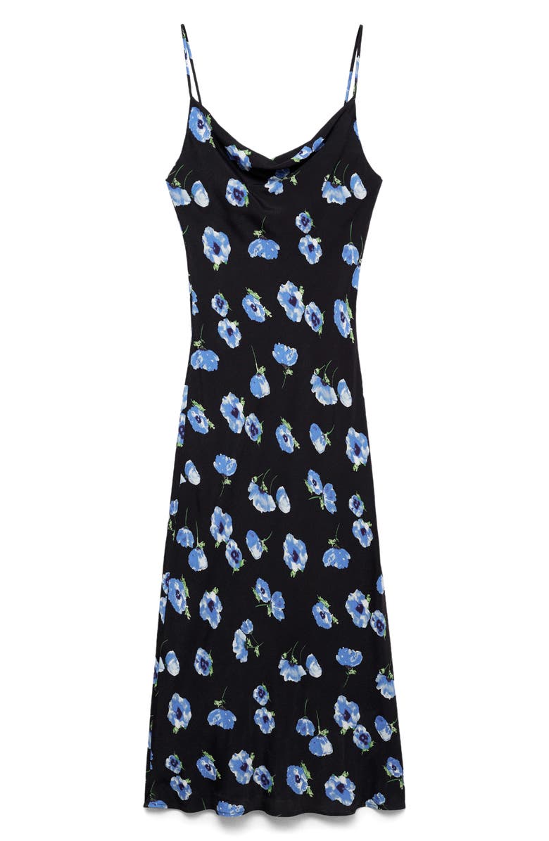 MANGO Kendal Print Cowl Neck Crepe Slipdress, Alternate, color, Black