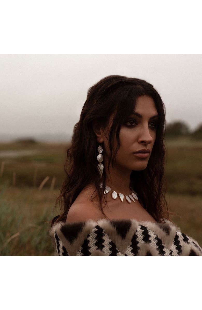 Freya Rose Warrioress Mother of Pearl Earring, Alternate, color, Gold