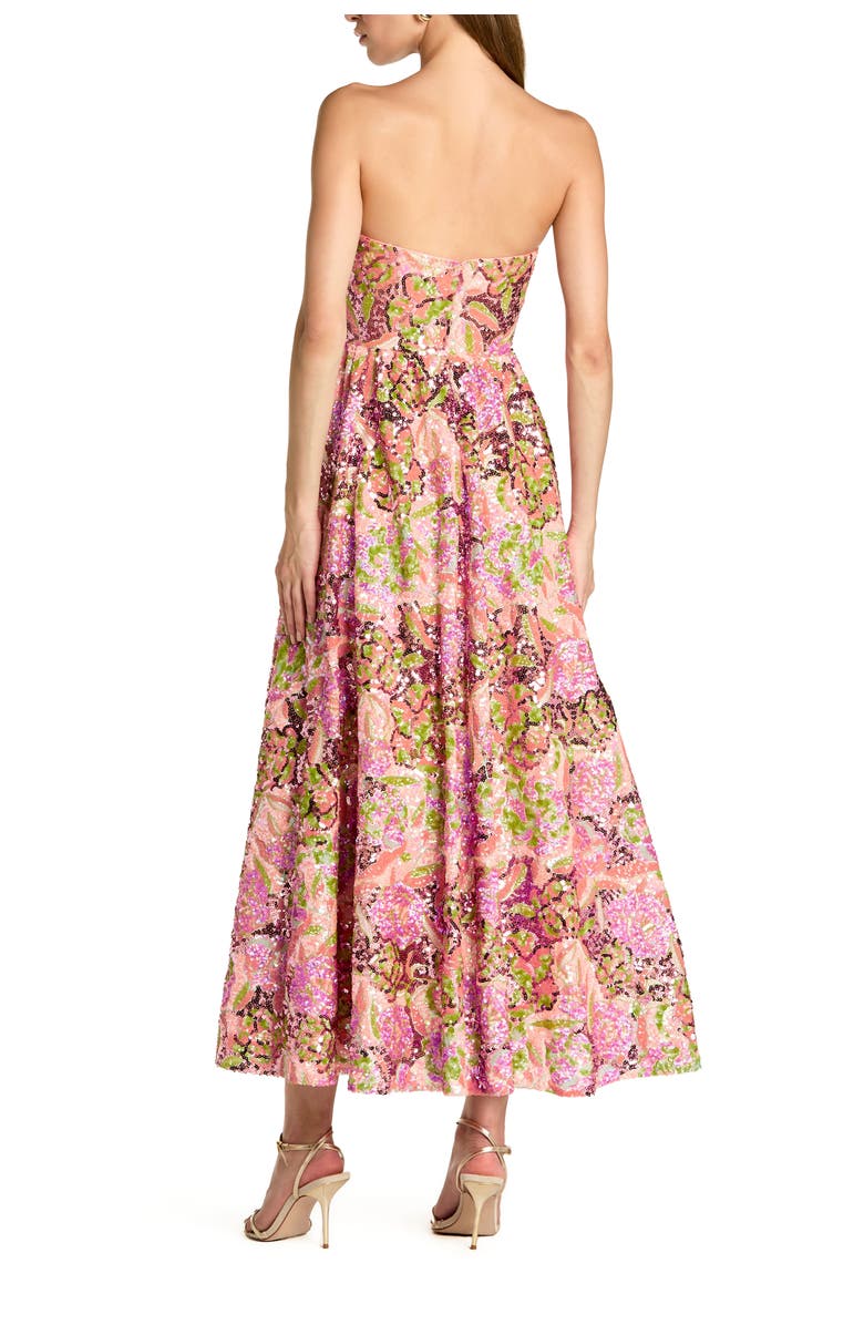 Mac Duggal Floral Sequin Strapless A Line Midi Dress, Alternate, color, Orchid Multi