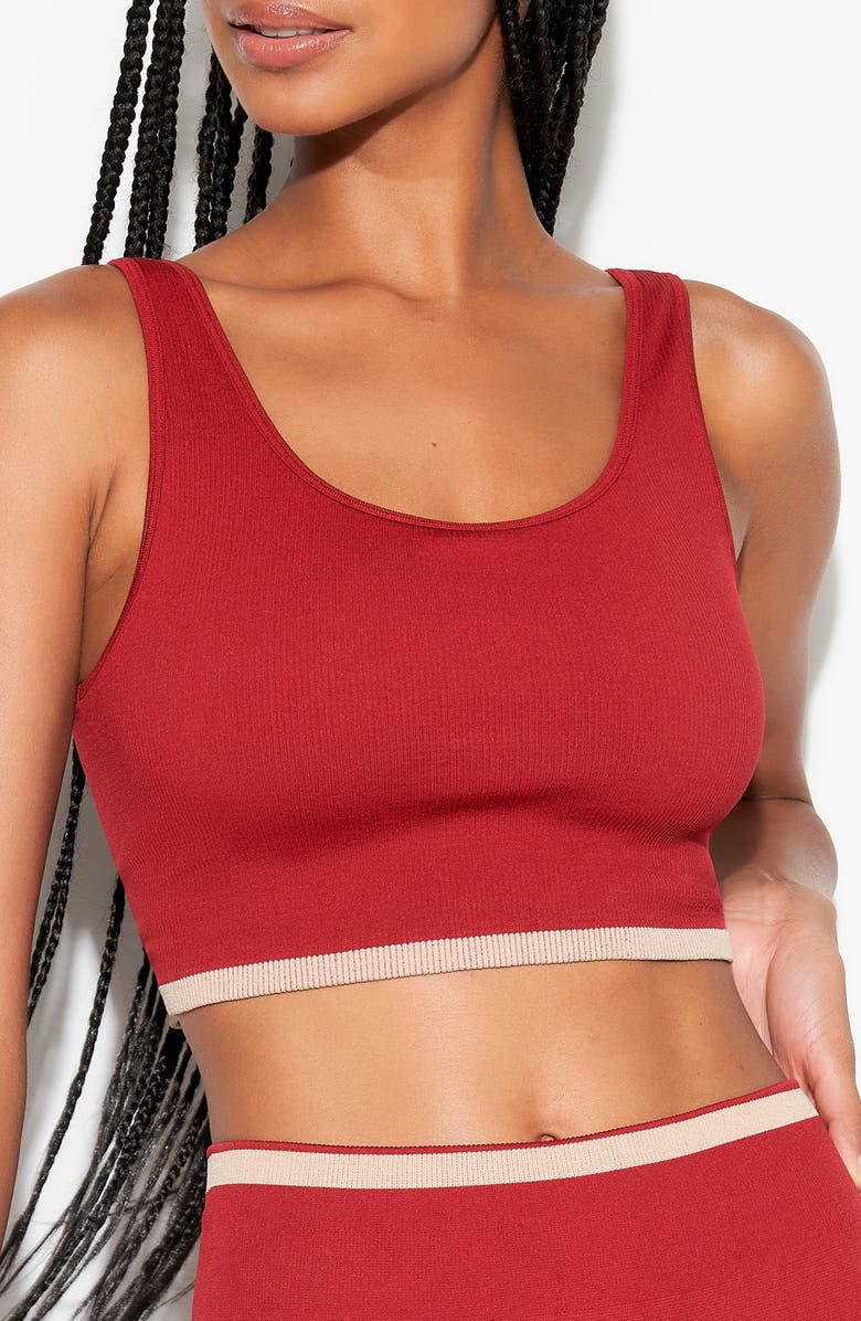 Spiritual Gangster Love Longline Sports Bra, Main, color, Red Heart