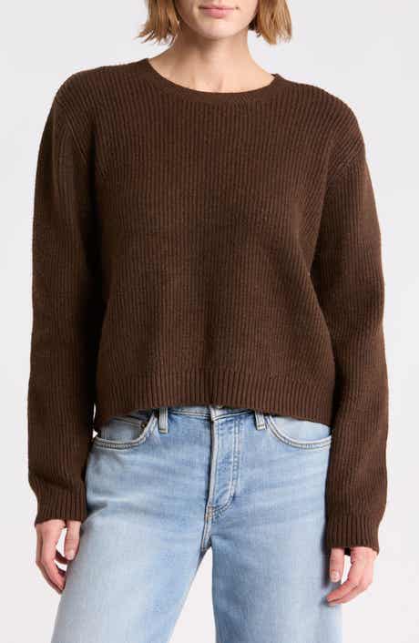 Crewneck Sweater & Faux Fur Pompom Beanie Set