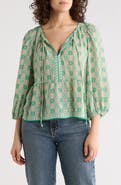 MAX STUDIO Polka Dot Tie Neck Top