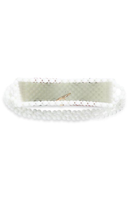 Susan Alexandra I Love Ny Beaded Top Handle Bag In White