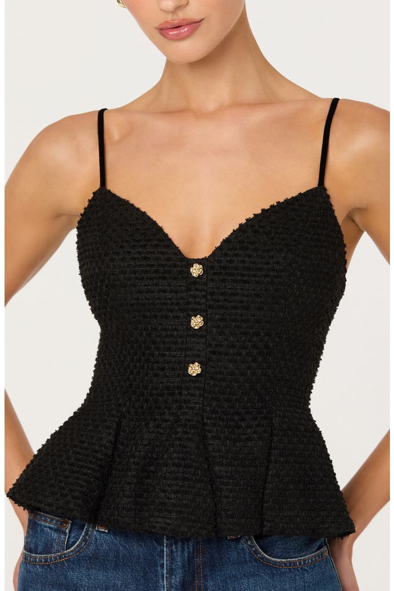 Paislee Texture Peplum Top, Alternate, color, BLACK