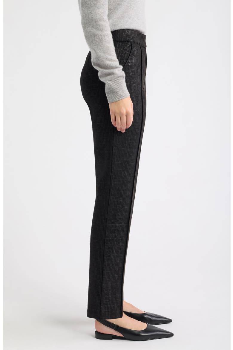 Metallic Geo Faux Suede Straight Fit Pants, Alternate, color, BLACK