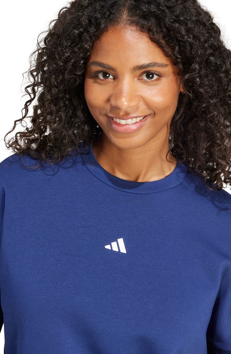 adidas Fleece Sweatshirt, Alternate, color, Dark Blue/ White