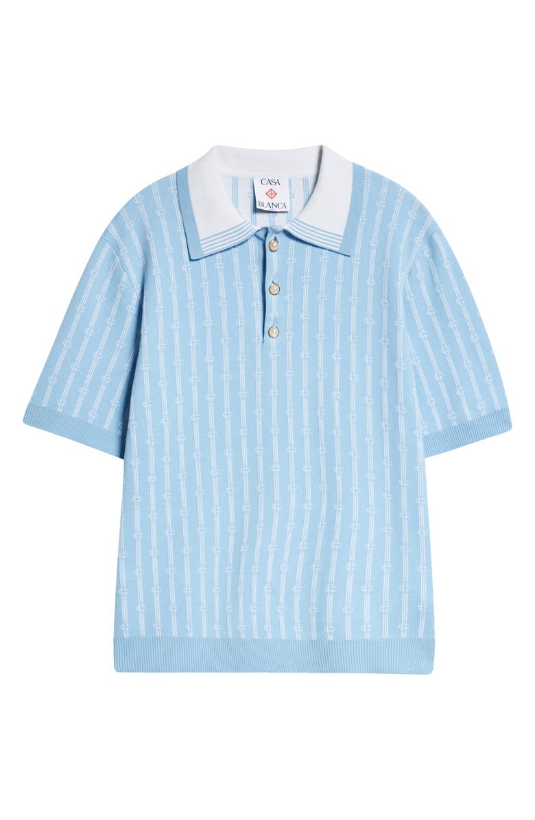 Casablanca Monogram Stripe Jacquard Polo, Alternate, color, Blue