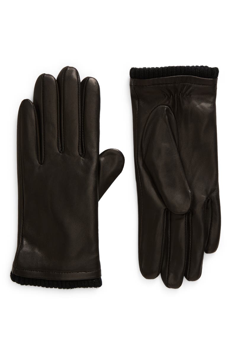 Vince Cashmere Lined Leather Gloves, Main, color, Black