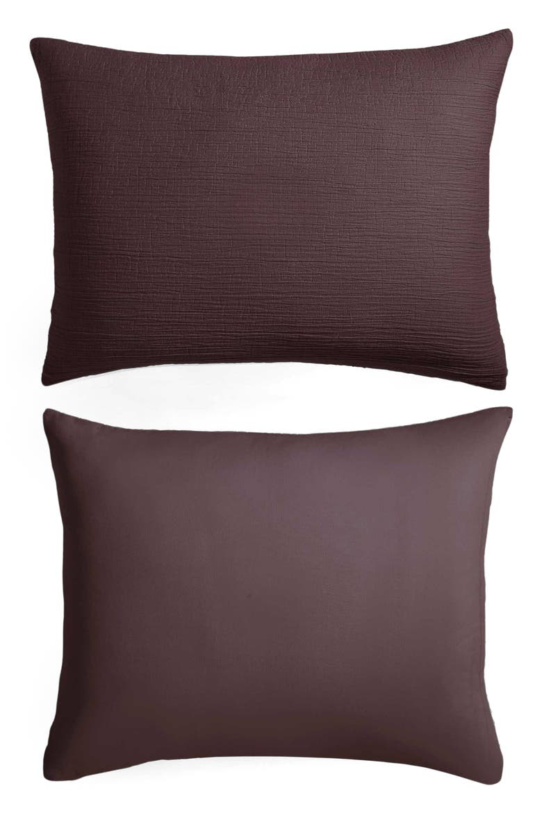 Washed Texture Duvet Cover & Shams Set, Alternate, color, DARK BROWN