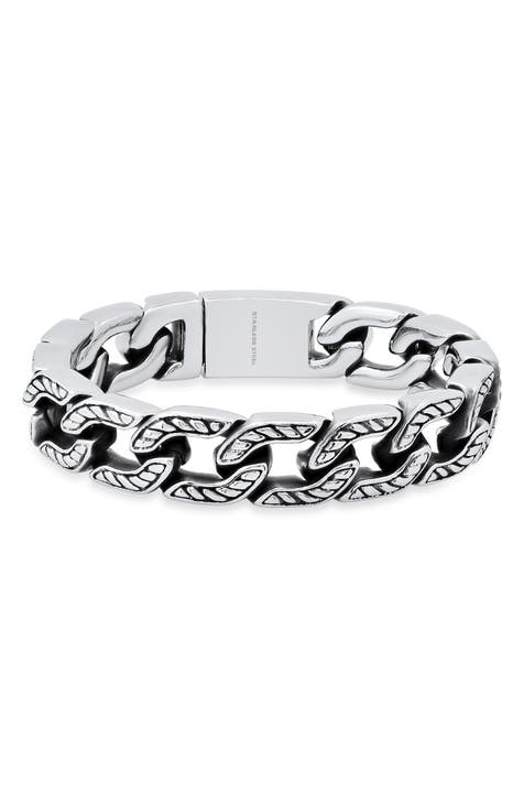 Heavy Oxidized Stainless Steel Chain Bracelet