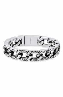 HMY JEWELRY Heavy Oxidized Stainless Steel Chain Bracelet