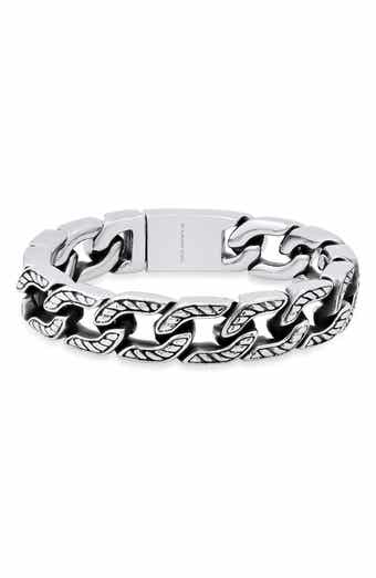 HMY JEWELRY Heavy Oxidized Stainless Steel Chain Bracelet