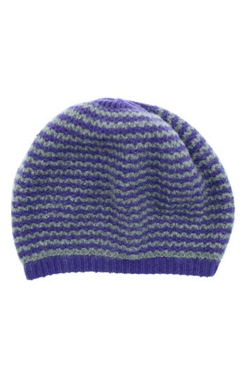 Portolano Stripe Cashmere Beanie In Blue