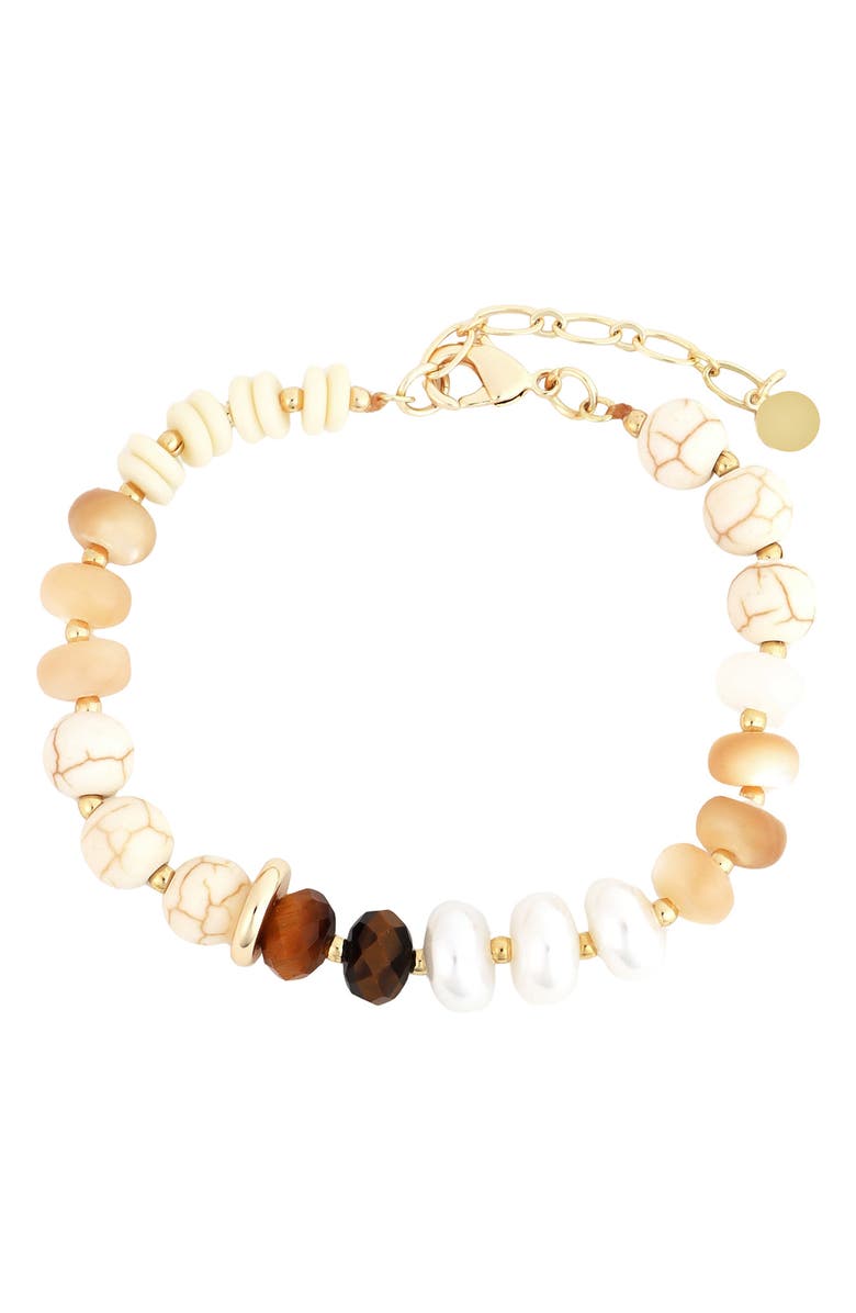 Panacea Mixed Stone & Freshwater Pearl Beaded Bracelet, Main, color, White