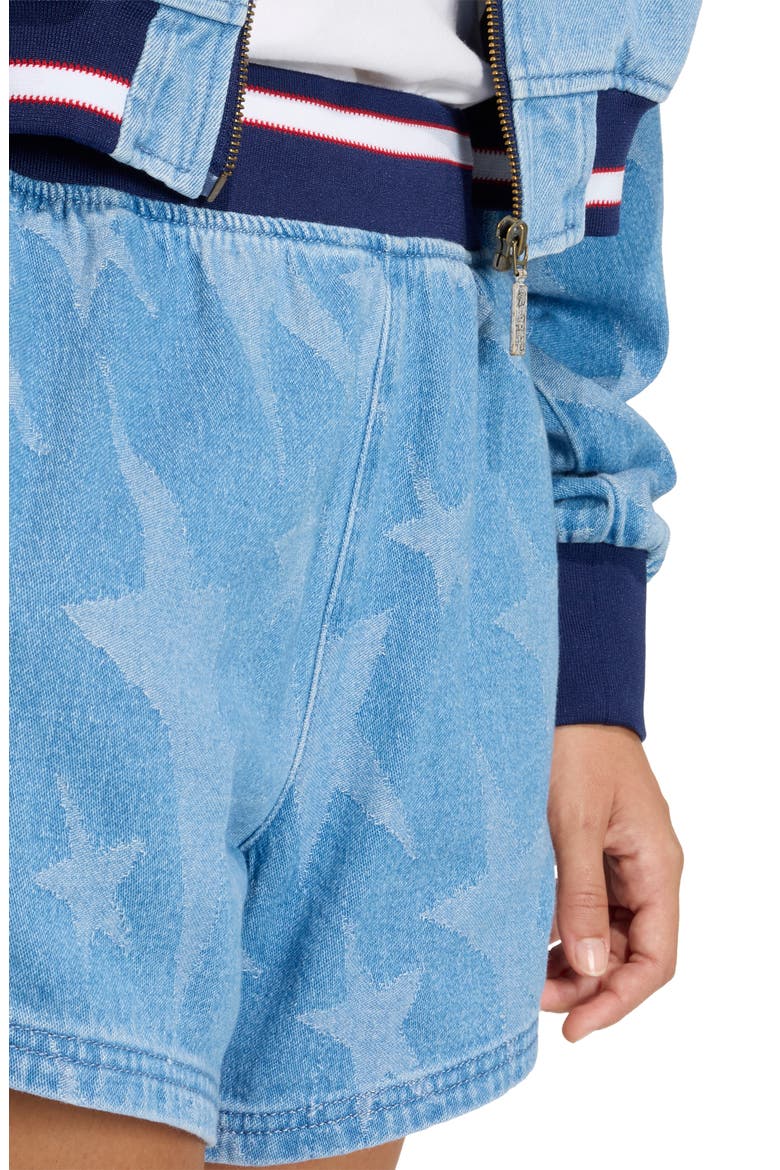 The Denim Star Graphic Cotton Varsity Shorts, Alternate, color, MEDIUM BLUE DENIM