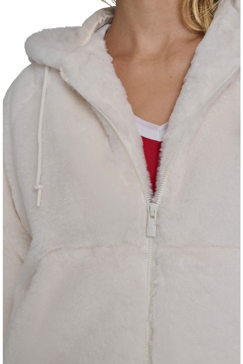 Faux Fur Bomber Hoodie, Alternate, color, CREAM