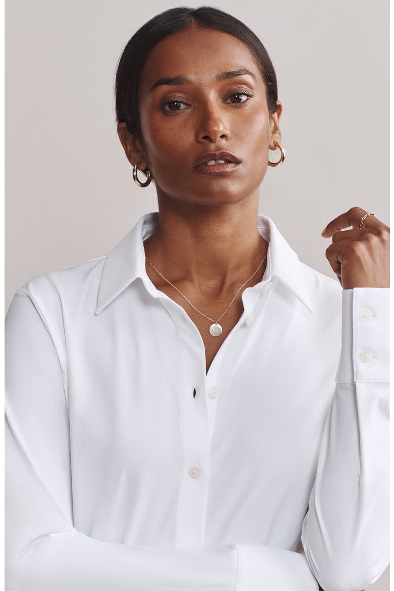Commuter Performance Button-Up Shirt, Alternate, color, SNOW WHITE