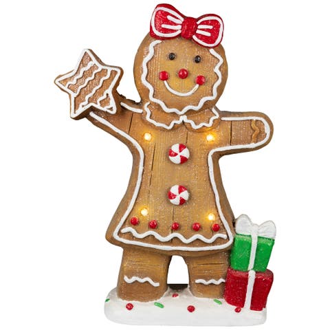 Lighted Gingerbread Cookie Girl Christmas Decoration - 14.5"