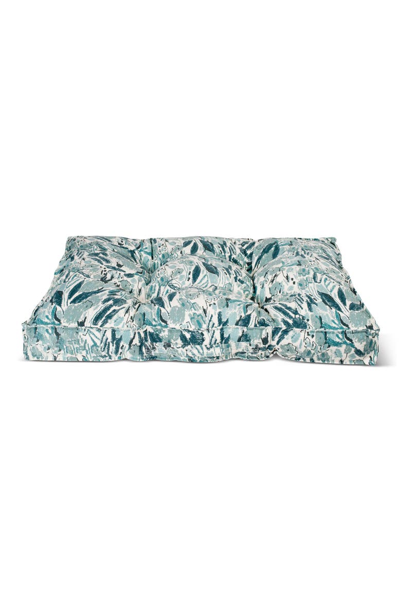 Tufted Canvas Medium Pet Bed, Main, color, WHITE/ GREEN MULTI