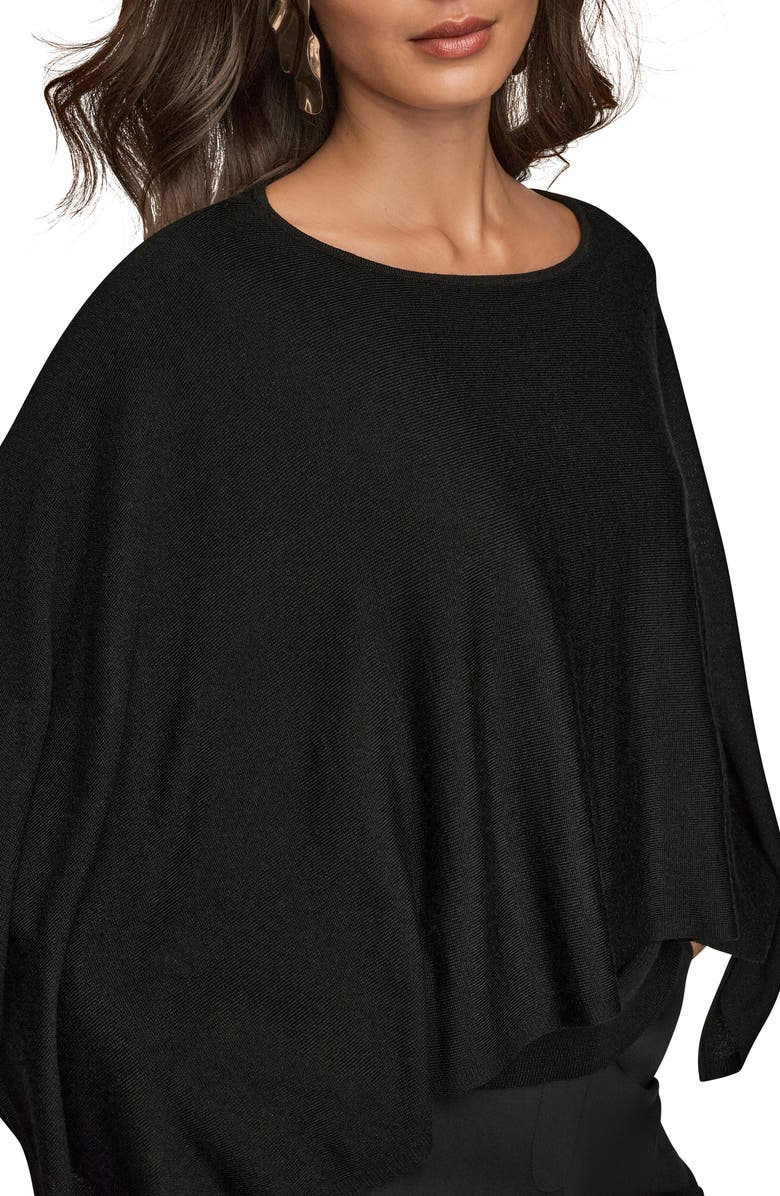 Donna Karan New York Cape Overlay Sweater, Alternate, color, Black