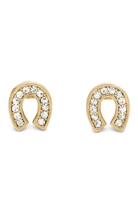 pavé horseshoe stud earrings