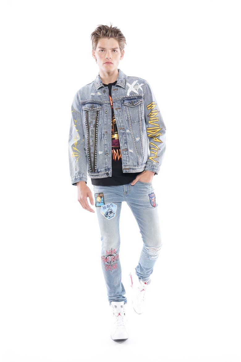 Punk Ripped Stretch Super Skinny Jeans, Alternate, color, DEF LEPPARD