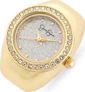 Jessica Simpson Glitter Crystal Bezel Ring Watch, 19mm