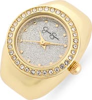 Jessica Simpson Glitter Crystal Bezel Ring Watch, 19mm