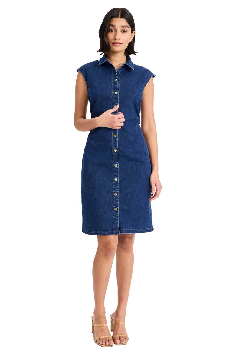 Sleeveless Denim Shirtdress, Alternate, color, DARK WASH